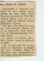  Obituary for Helen M. Green.